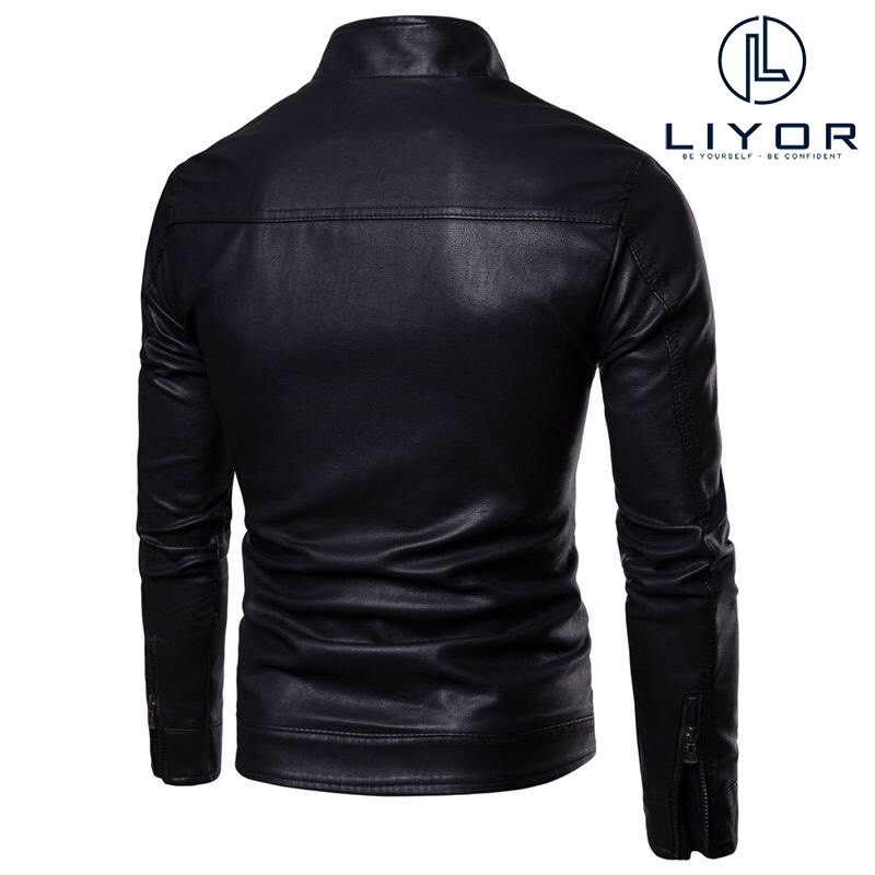 Áo khoác da có lót lông cá tính phù hợp với dáng người dưới 85kg - Liyor - PAKD3027