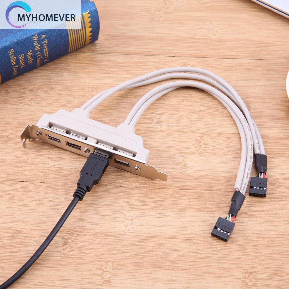 myhomever 4 Ports USB 2.0 Female Screw to Motherboard 9pin Header Panel Mount Cable