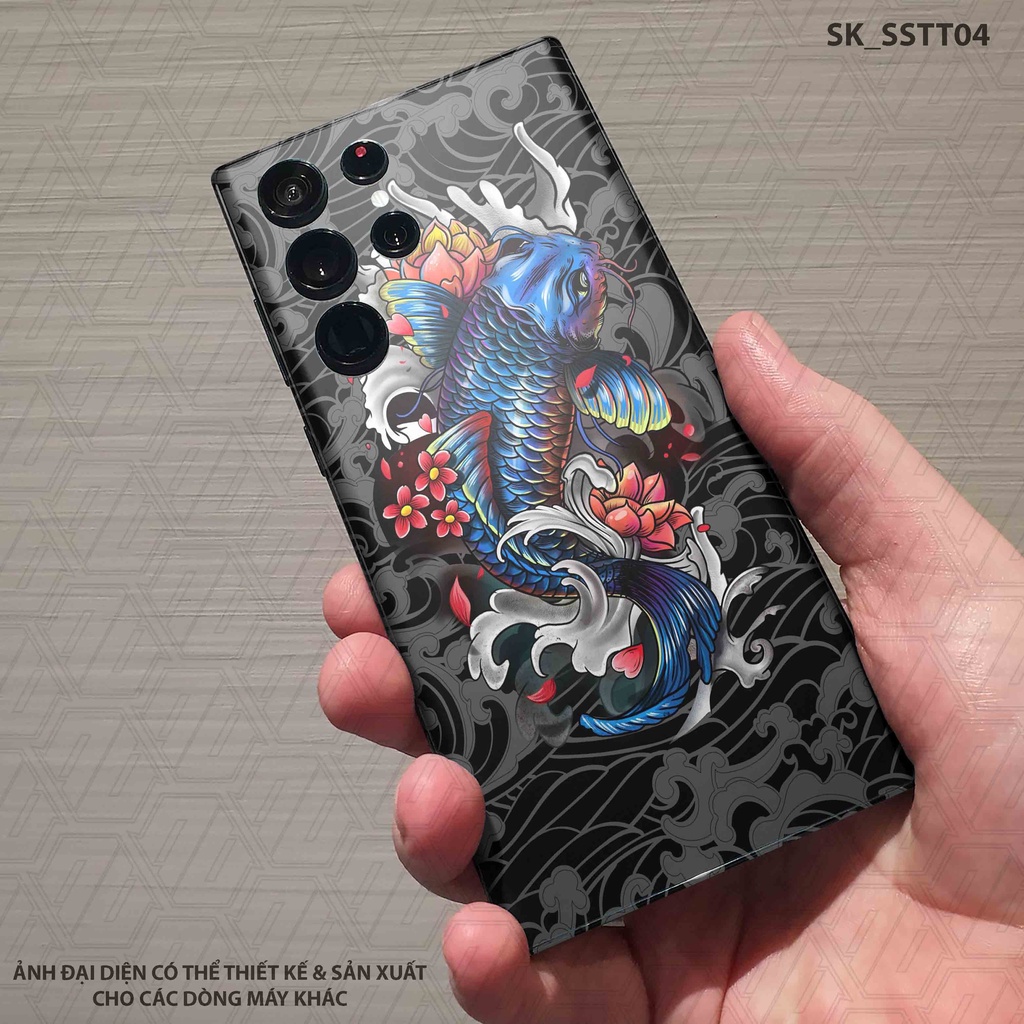 Miếng Dán Skin Hình Cá Chép Tatto Samsung S23 Ultra |SK_SSTT04| Chất Liệu 3M Nhập Khẩu Chính Hãng, Chống Nước, Dễ Dán