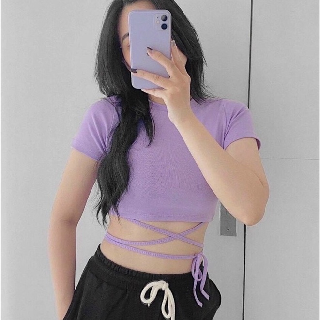 Áo kiểu DÂY CỘT EO TAY NGẮN nữ croptop//Thiên Yết