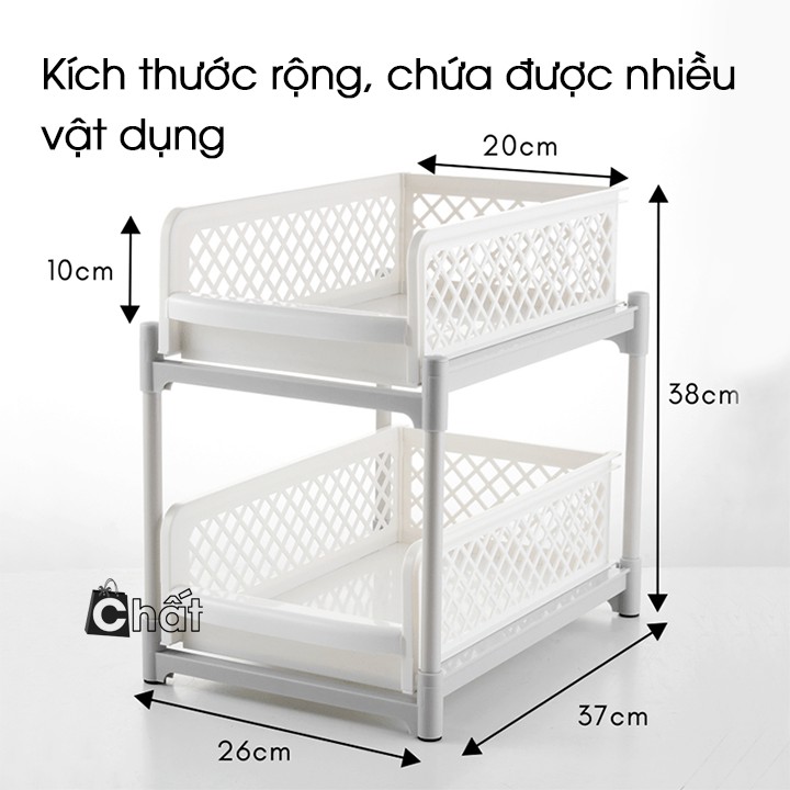 Kệ trượt 2 tầng để đồ nhà bếp nhà tắm Tashuan size lớn