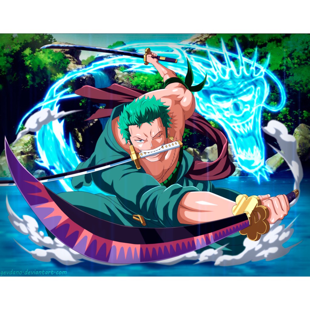 Đạo cụ cosplay Zoro shusui lưỡi hoa văn bằng gỗ 1m - One piece | Baystore