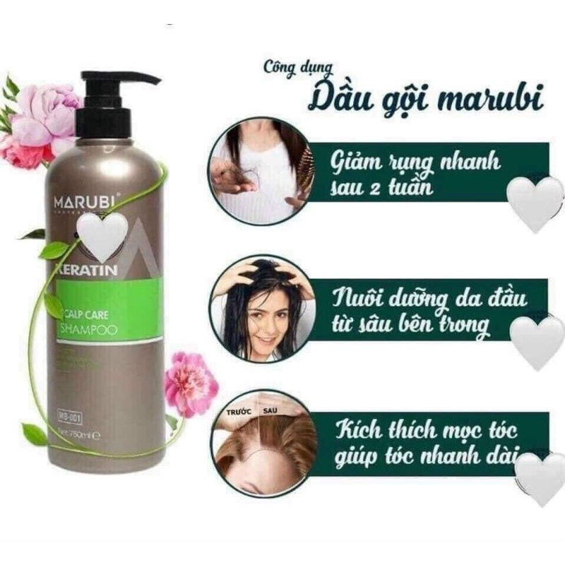 Dầu Gội, Xả MARUBI KERATIN phục hồi tóc chăm sóc da đầu, kích thích mọc tóc