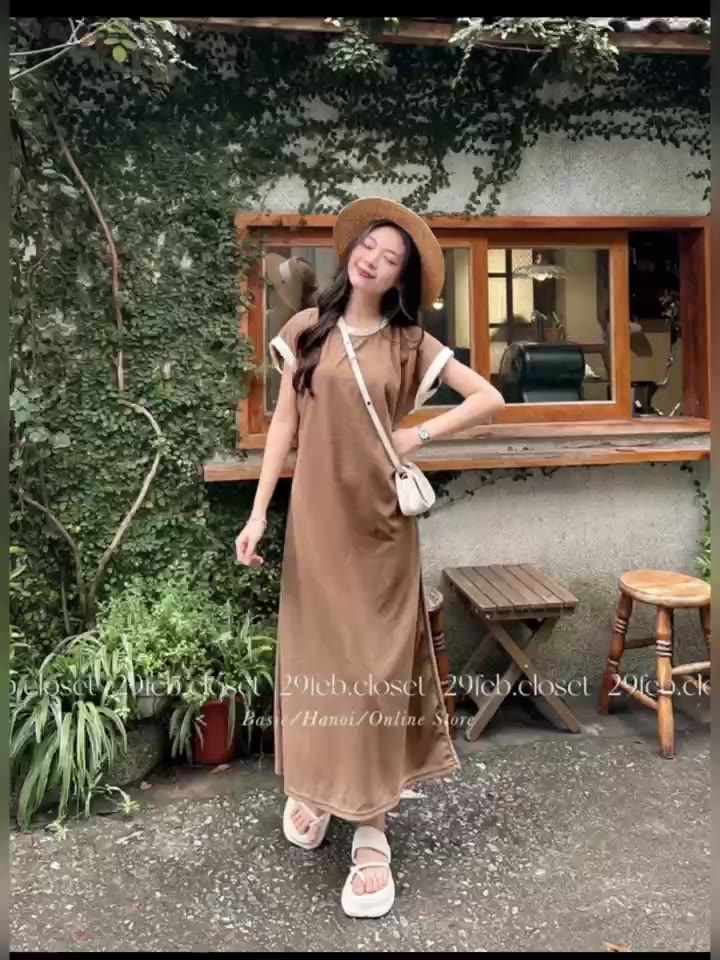 Shynstores Đầm suông nữ - váy suông trơn cổ tròn dáng rộng phối viền vải tổ ong siêu xinh | BigBuy360 - bigbuy360.vn