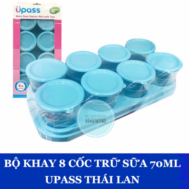 Bộ khay 8 hộp trữ thức ăn, sữa 70ml cho bé Upass Thái Lan UP0070N