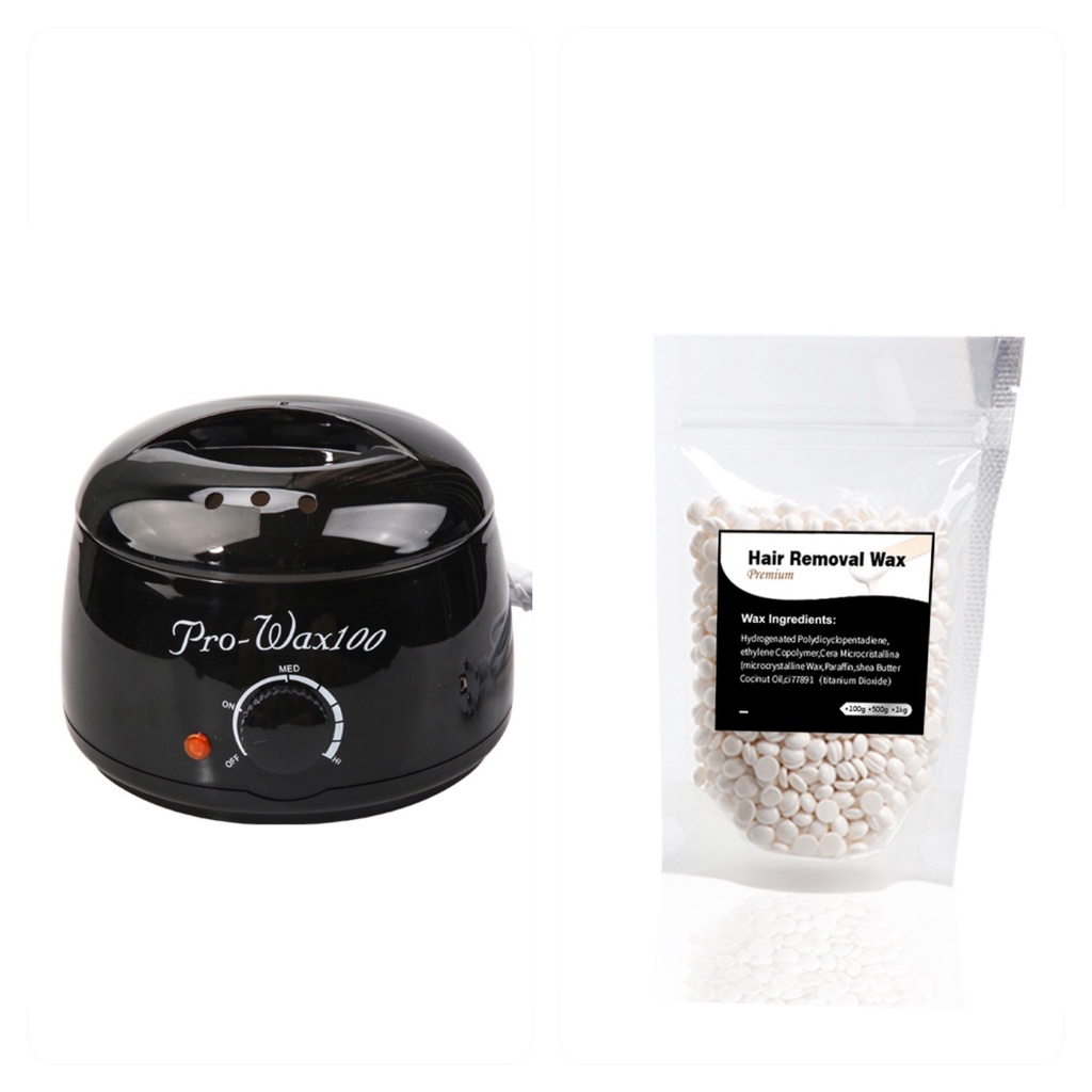 Combo Nồi Nấu Sáp Wax Lông Pro 100 + 100G Sáp Wax Lông Sữa Dừa Cao Cấp + Que Gạt Gỗ Lớn - Bộ Tẩy Lông......