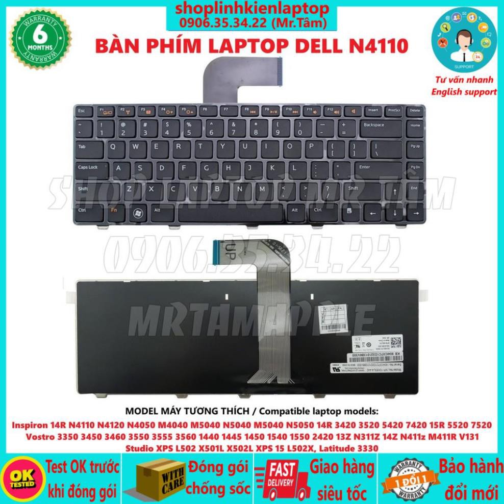 (KEYBOARD) BÀN PHÍM LAPTOP DELL N4110  dùng cho Inspiron 14R N4110 N4120 N4050 M4040 M5040 N5040 M5040 N5050 14R 3420