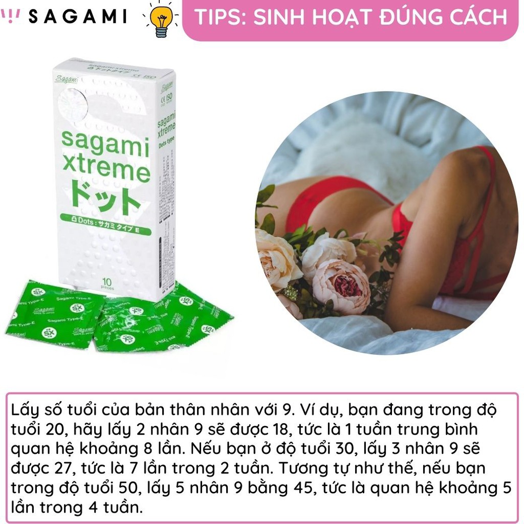 Bao cao su Sagami XTREME White box gân GAI Hộp 10 chiếc 1 lần thắt chống tuột kéo dài thời gian tăng cảm giác