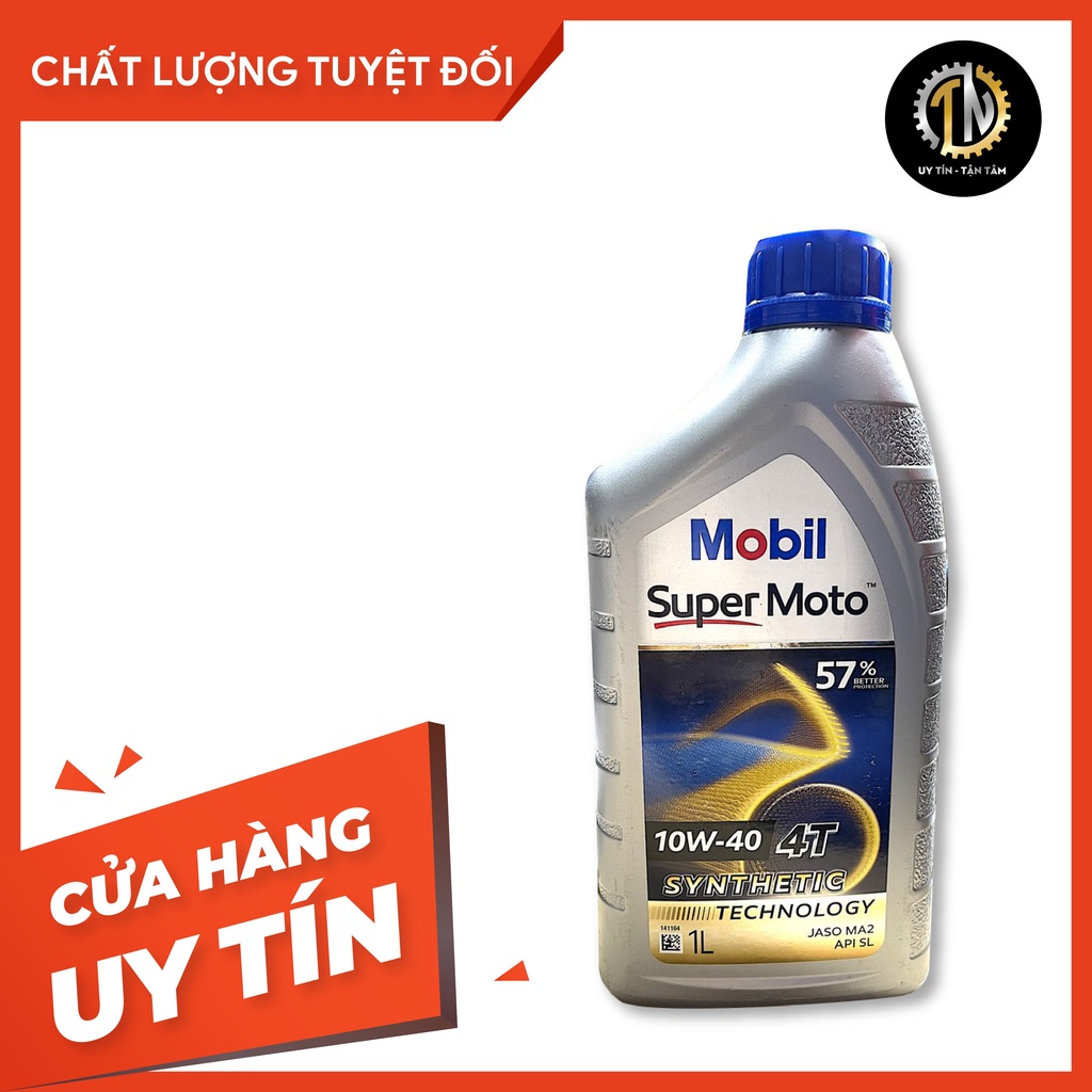 Nhớt xe số Mobil Super Moto 10W-40 4T nhập khẩu Singapore 800ml, 1L