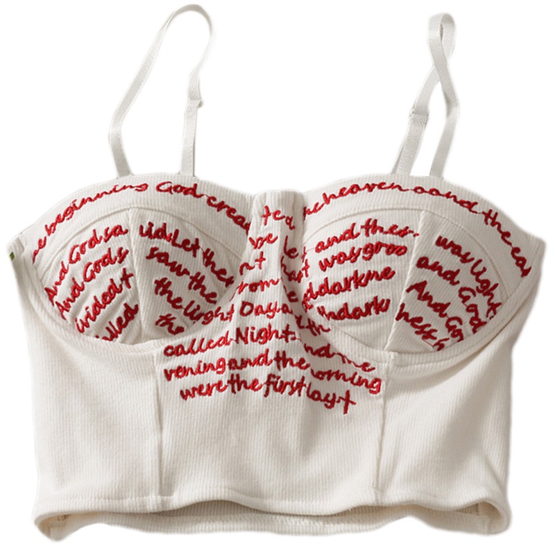 Áo croptop hai dây thêu chữ phong cách Harajuku thời trang mùa hè cho nữ