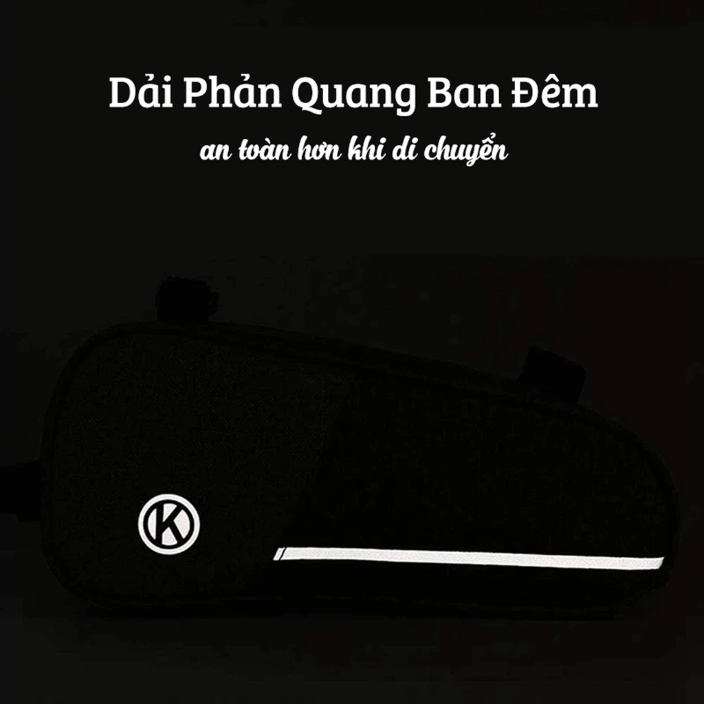 Túi Treo Xe Đạp Thể Thao The K - Vải Oxford Phối 2 Màu, Có Dải Phản Quang