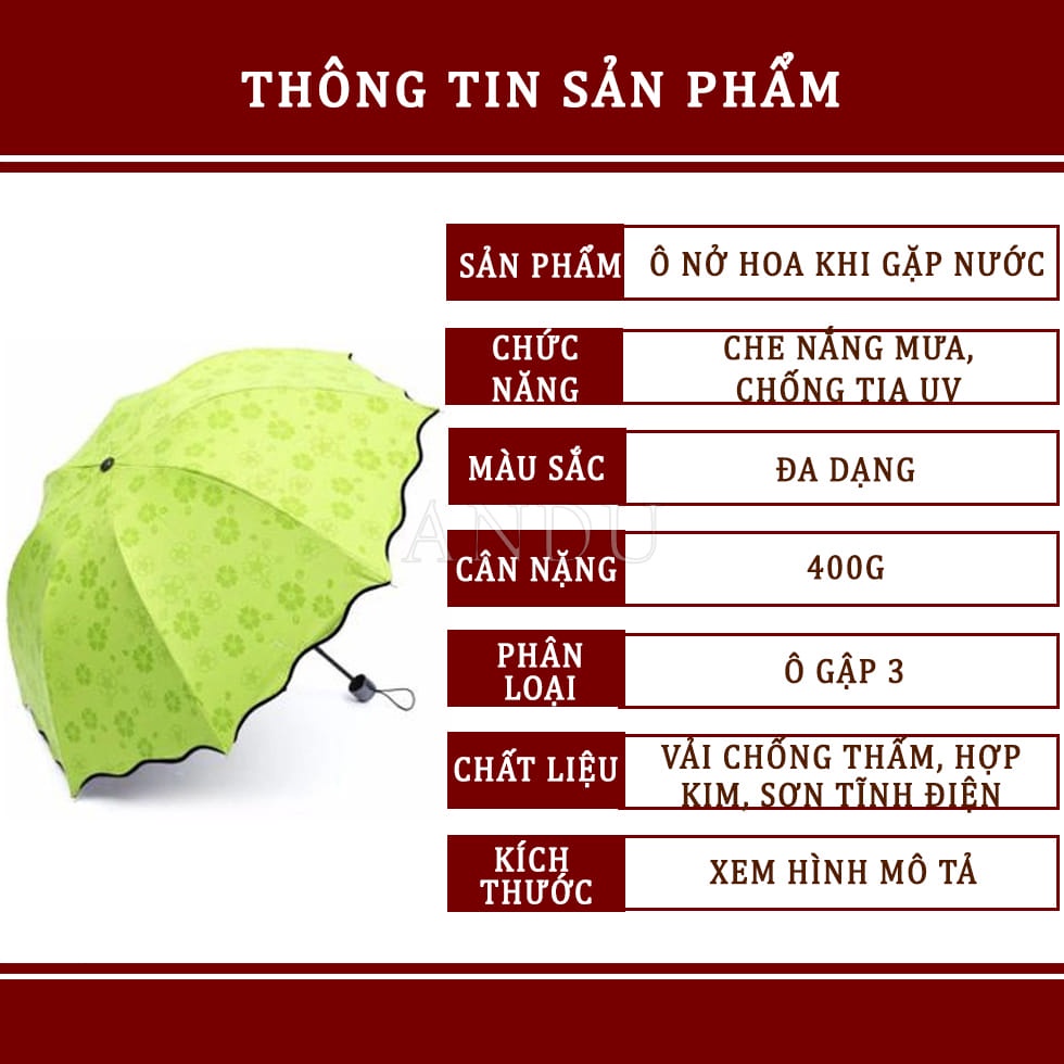 Ô Ma Thuật Nở Hoa Khi Gặp Nước,Dù Che Mưa, Dù Che Nắng Chống Tia UV Cực Tốt