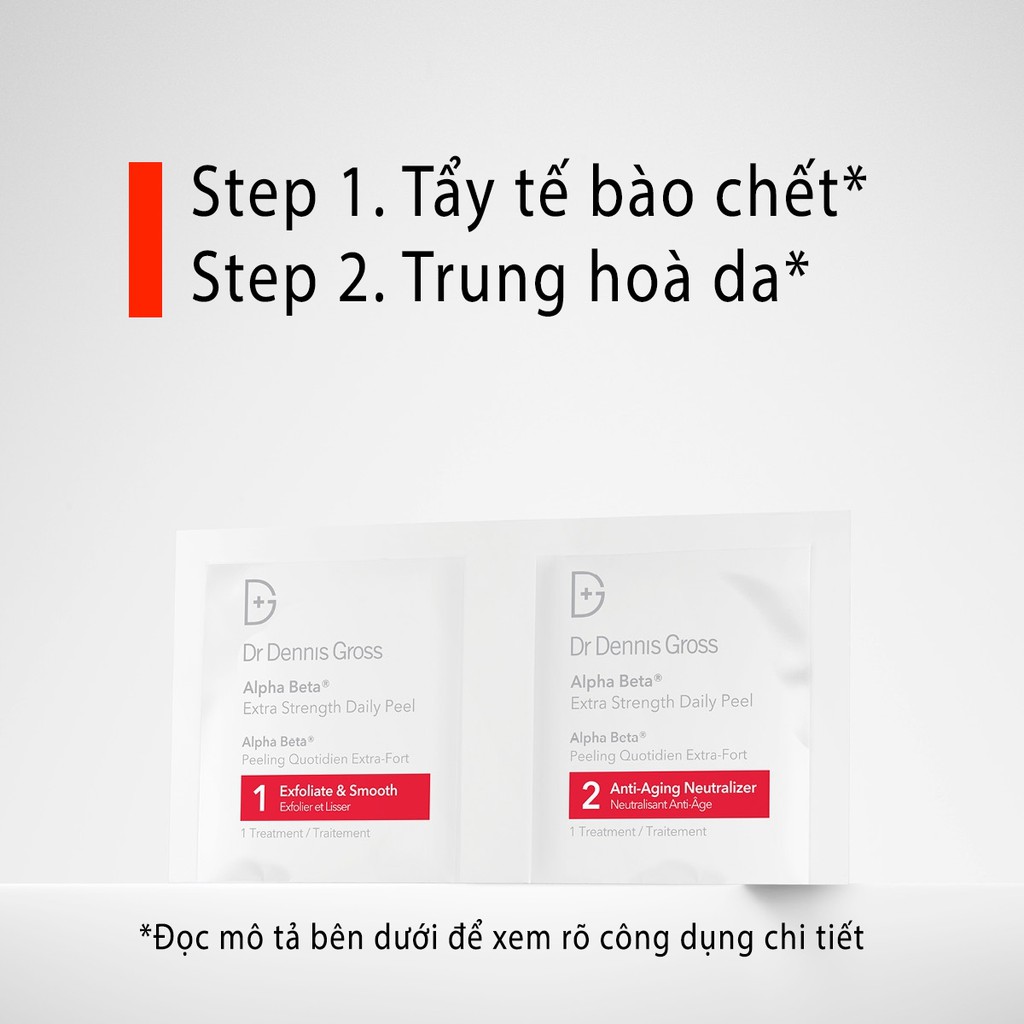 [30 và 60 set] Thay da sinh học cường độ mạnh Dr Dennis Gross Skincare Alpha Beta Extra Strength Daily Peel