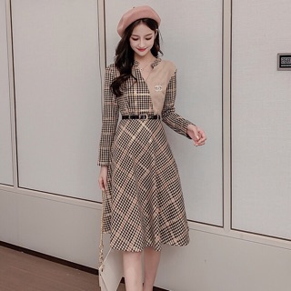 Váy gucci dài tay kèm thắt lưng 2020