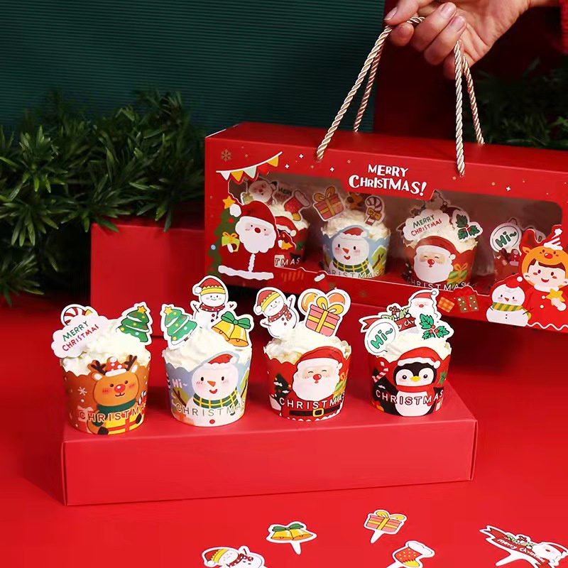 50 đế bánh Cupcake 4 kiểu hình giáng sinh thẻ