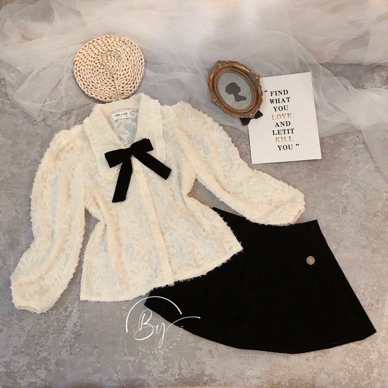 Áo sơ mi tơ bèo nơ ngực | BigBuy360 - bigbuy360.vn