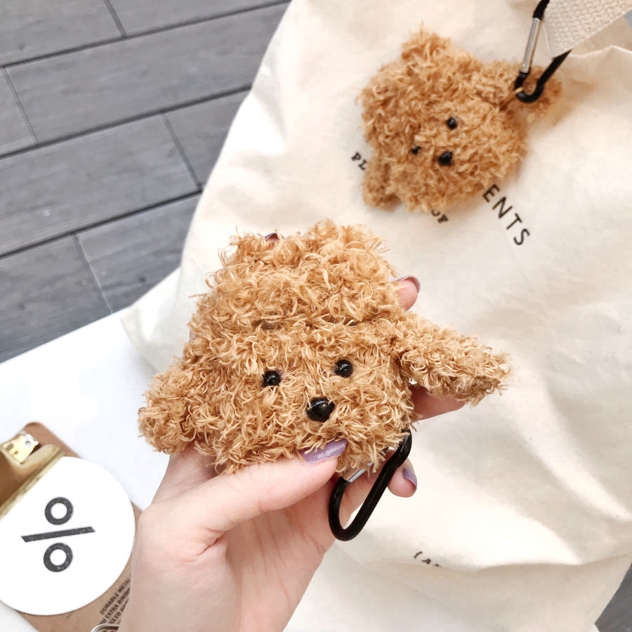 Vỏ bảo vệ hộp sạc tai nghe AirPods hình gấu Teddy 3D bằng silicone mềm chống sốc