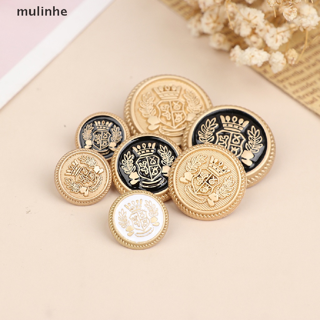 Set 10 Nút Áo Khoác Họa Tiết Vương Miện Phong Cách Anh Quốc