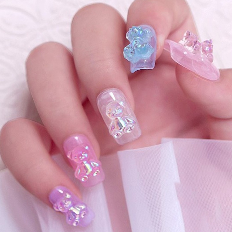 Set 200 Phụ Kiện Trang Trí Móng Tay Nghệ Thuật Hình Gấu Gummy Dễ Thương