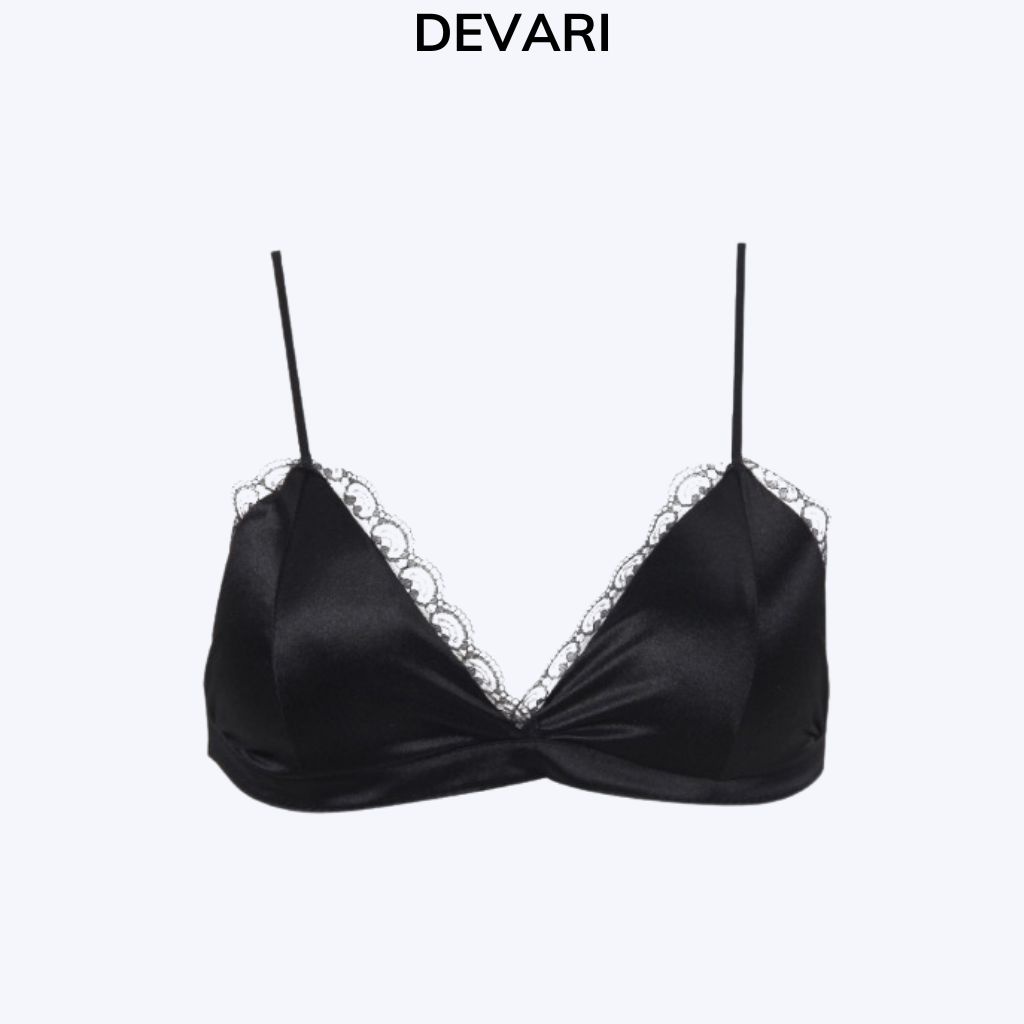 Áo bra nữ satin cao cấp đệm mút mỏng mềm mại ren viền sexy gợi cảm DEVARI B9605