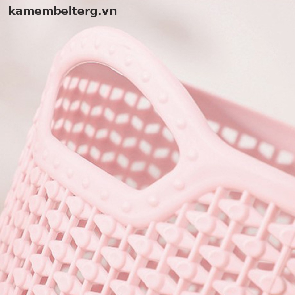 Giỏ đựng đồ bằng nhựa kiểu dệt rỗng nhỏ gọn để bàn máy tính/ dùng trong nhà