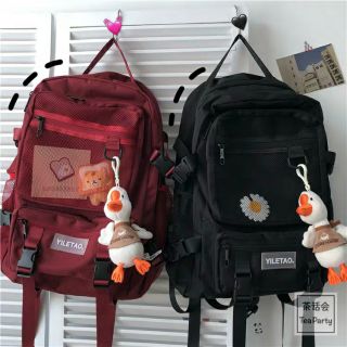 (Hàng có sẵn) Balo Ulzzang + Kèm vịt + kẹp hoa cúc
