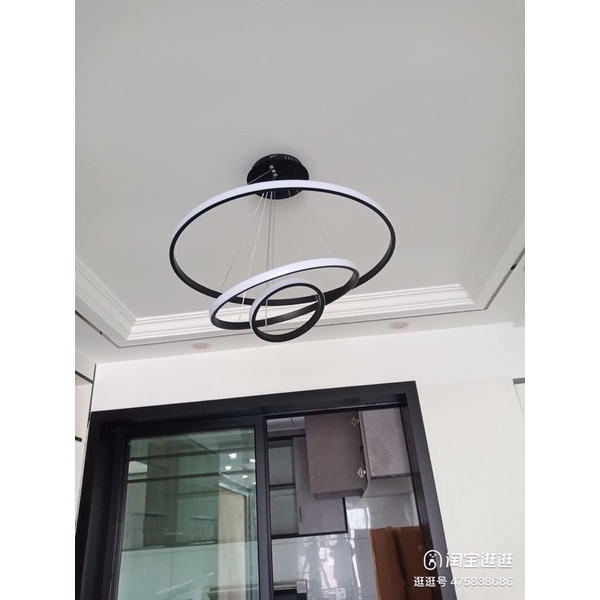 Đèn Thả 3 Vòng Sẵn 2 Mầu Trắng Đen Trang Trí Nội Thất có bảo hành