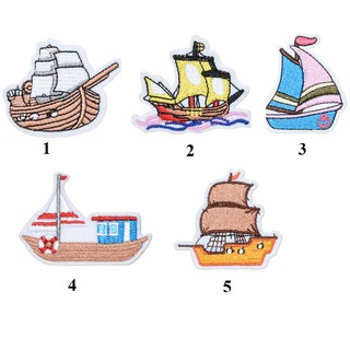Sticker Ủi, Miếng Patch Ủi, Sticker Thều Hình Thuyền Buồm Trang Trí Quần Áo, Mũ Nón, Giày Vải