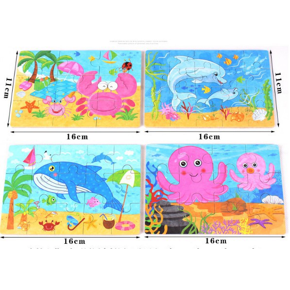 Đồ Chơi Bộ Ghép Hình Puzzle 4 Cấp Độ 9 - 12 - 15 - 20 Miếng Ghép Hộp Sắt Cho Bé