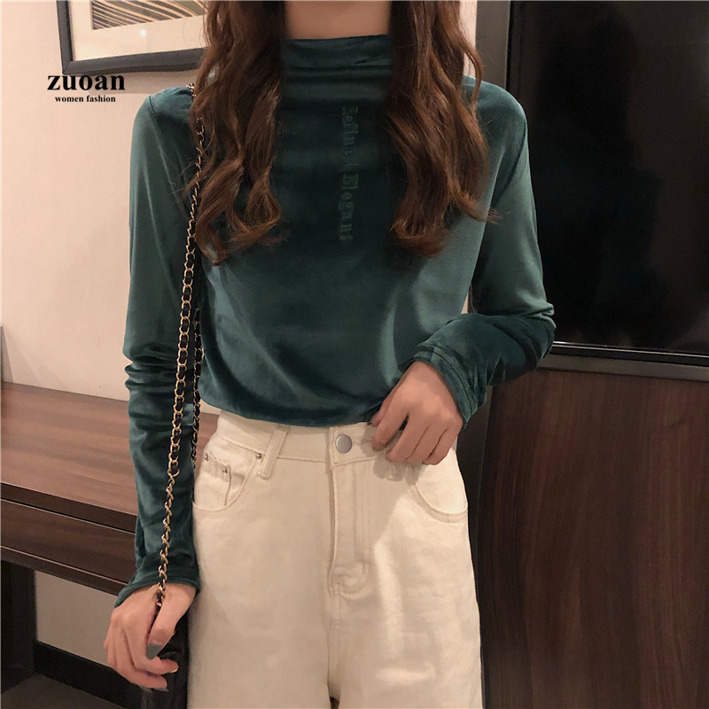 SUXI Áo Nữ Tay Dài Cổ Cao Thời Trang Quyến Rũ