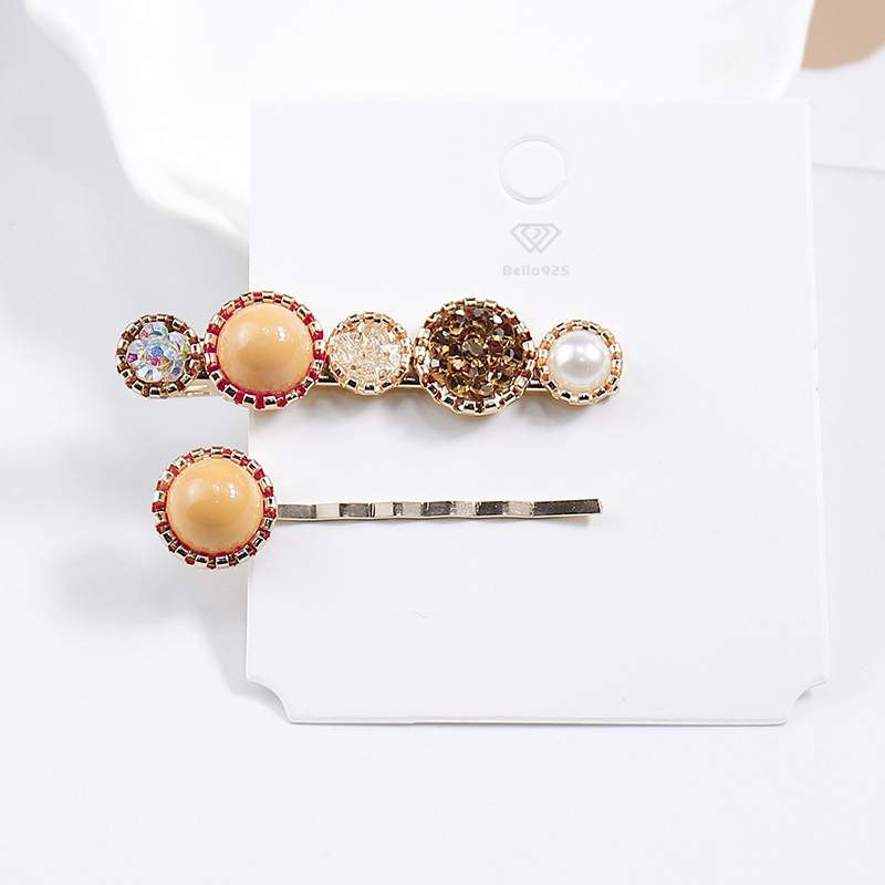 Kẹp tóc Bella 925 bộ 2 cài tóc đính đá cổ điển phong cách Hàn Quốc