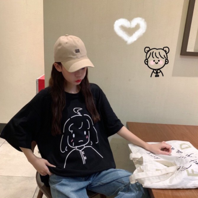 Áo thun tay lỡ KOMBOH phông Unisex nam nữ oversize form rộng ulzzang CÔ BÉ A08