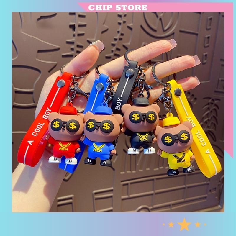 Móc khoá sáng tạo bạo chúa Rich Gấu Epoxy Keychain xu hướng Thời trang móc chìa khoá đôi balo cute