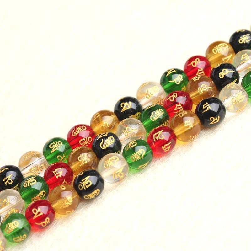 Charm Đá Hạt Tròn Khắc Chữ Mix Vòng Tay Cao Cấp