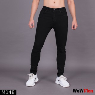 Quần Jean Nam Co Giãn Form Ôm Trơn Đen Slimfit - M148