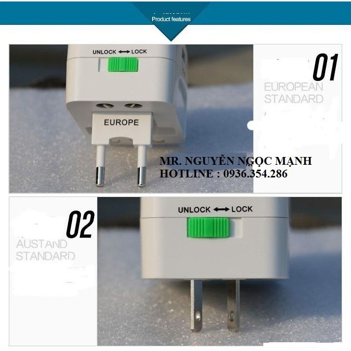 ổ cắm điện đa quốc gia có cổng USB, phích cắm điện du lịch chuyển đổi toàn cầu