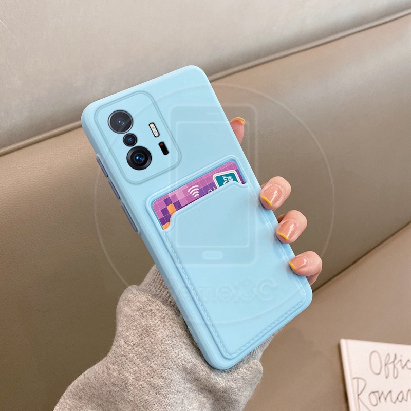 Ốp điện thoại silicone mềm có ngăn đựng thẻ cho Xiaomi Mi 11T Pro Xiaomi11T Xiaomi11TPro 5G