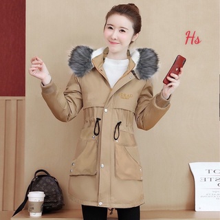 ÁO KHOÁC DÁNG DÀI MŨ LÔNG 5 MÀU HOT ULZZANG - ÁO KHOÁC KAKI LÓT LÔNG