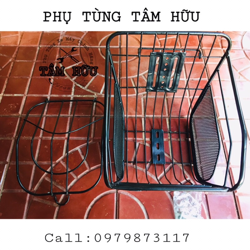 Giỏ xe đạp, Rổ sắt xe điện, Có nắp – TẶNG KÈM BÁT siêu hời