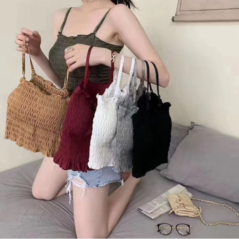 Áo Lót Nữ💖💖Áo Bra Nhún 2 Dây Pha Cotton 6843