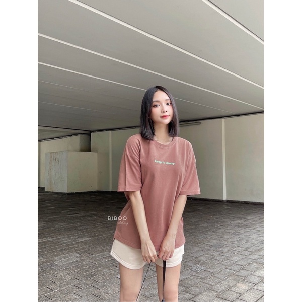 BIBOO - Áo thun cổ tròn tay ngắn in chữ KEEP IT CLASSY