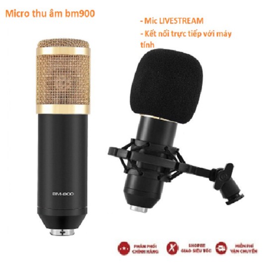 Micro thu âm bm900 MIC LIVE STREAM cho các sound card