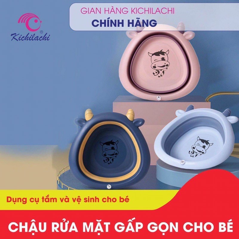 Chậu rửa mặt cho bé-chậu rửa mặt gấp gọn cao cấp Kichilachi,chống trơn trượt