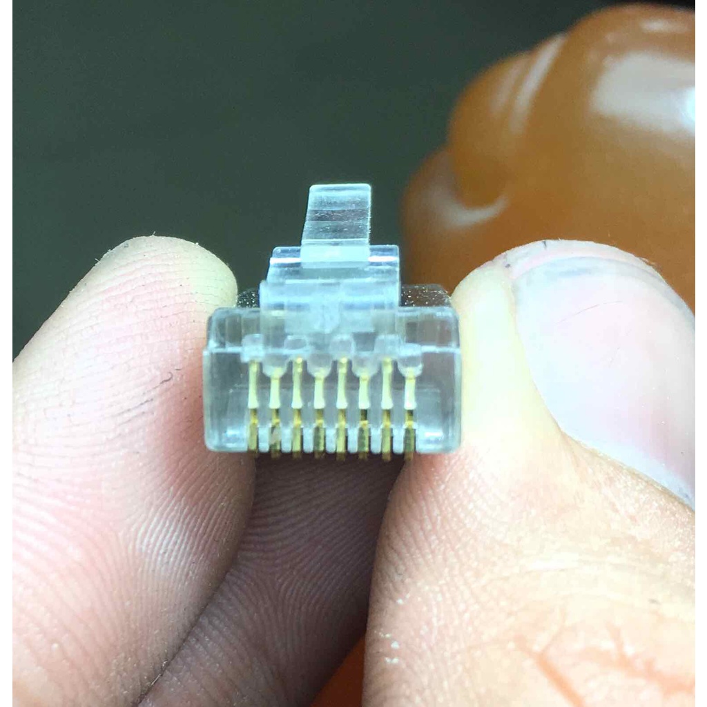 Đầu bấm mạng RJ45 Cat6 23AWG + Đầu chụp mạng trong suốt