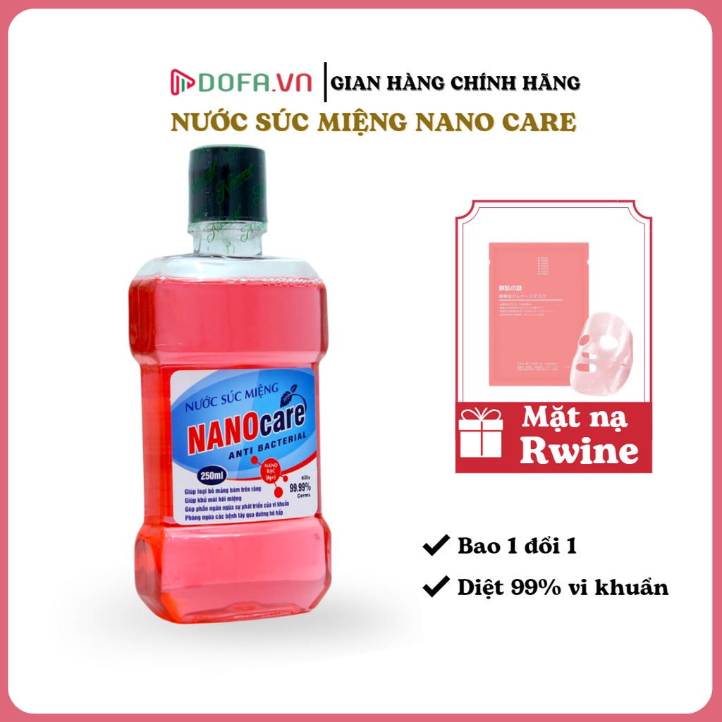 Nước Súc Miệng Khử Mùi Hôi Miệng NANOCARE Tinh Chất Mật Cau Đánh Bay Vi Khuẩn  Hơi Thở Thơm Mát 250ml, Tặng Nạ