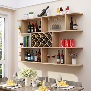 Kệ rượu treo tường 4 tầng 1.6m, kệ đa năng trang trí màu Vân Gỗ hiện đại phòng khách- GP46.3