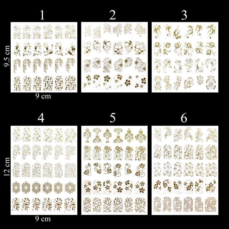 Sticker dán móng hoa văn vàng 3d-hình dán nail