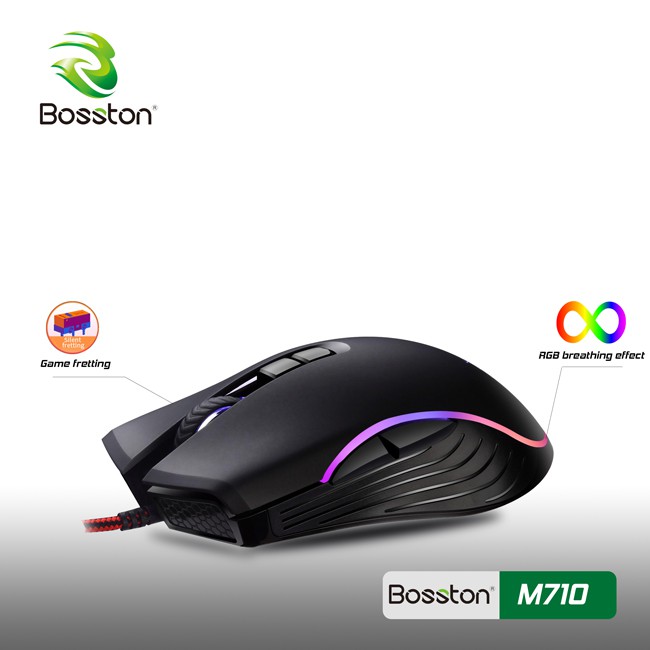 Chuột game 7D cao cấp Bosston M710 DPI 3200-Led RGB cực đẹp - Chuột Gaming Bosston M710 Đèn Led RGB