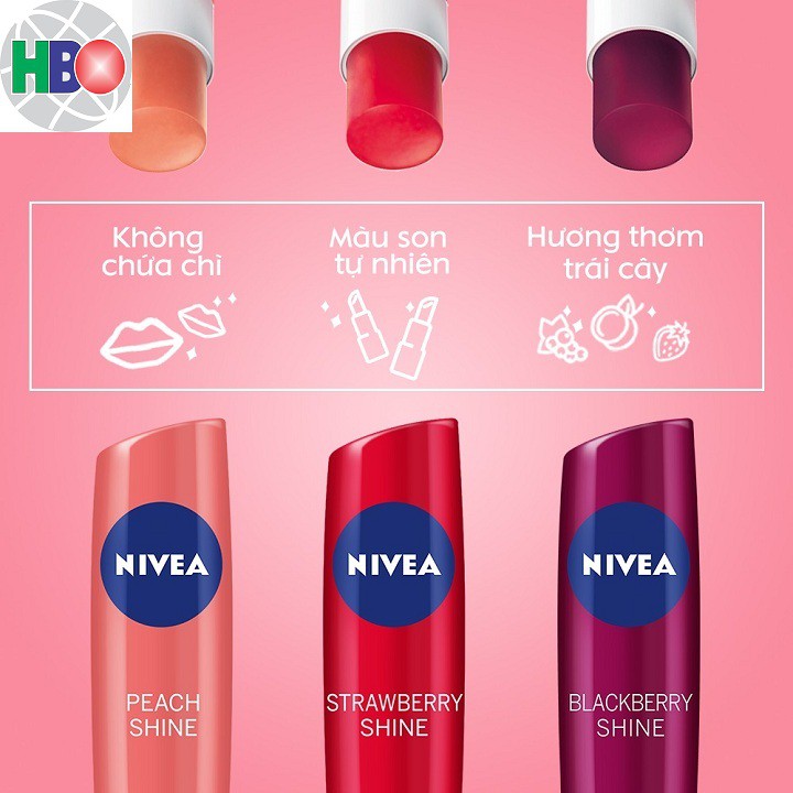 85077-Son dưỡng ẩm NIVEA sắc cam hương đào 4.8g