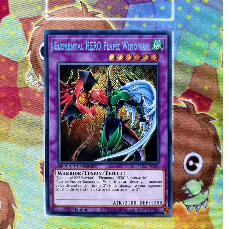 Thẻ Bài Yugioh Monster Elemental HERO Flame Wingman HAC1-EN019 Duel Terminal Ultra Rare Parallel 1st
